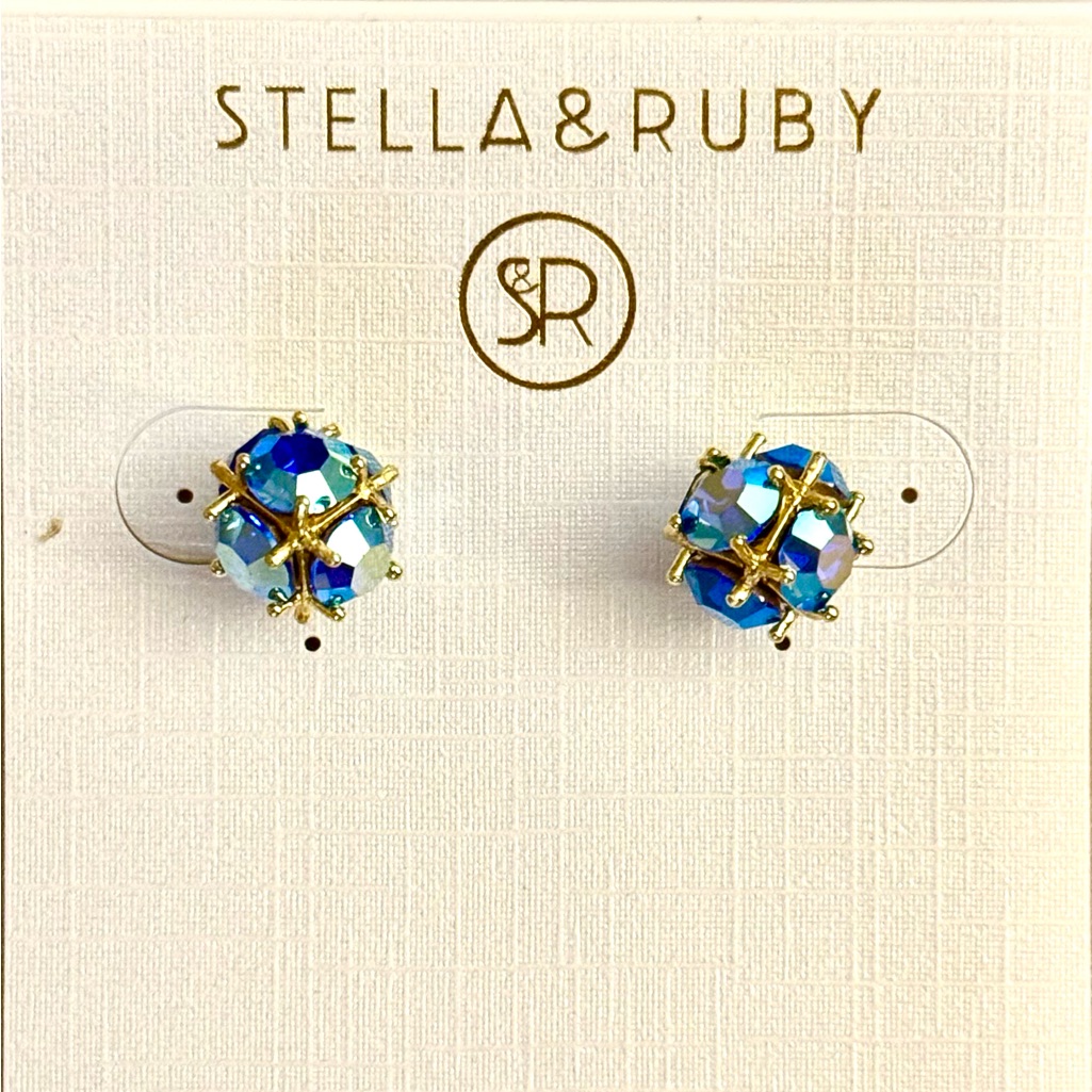 Stella Ruby Multi Colored Austrian Crystal Stud Earrings New 25$